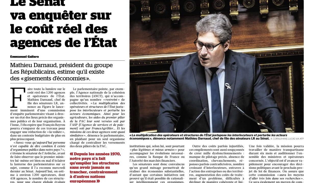 Demande de commission d’enquête sur les missions des agences, opérateurs et organismes consultatifs de l’Etat