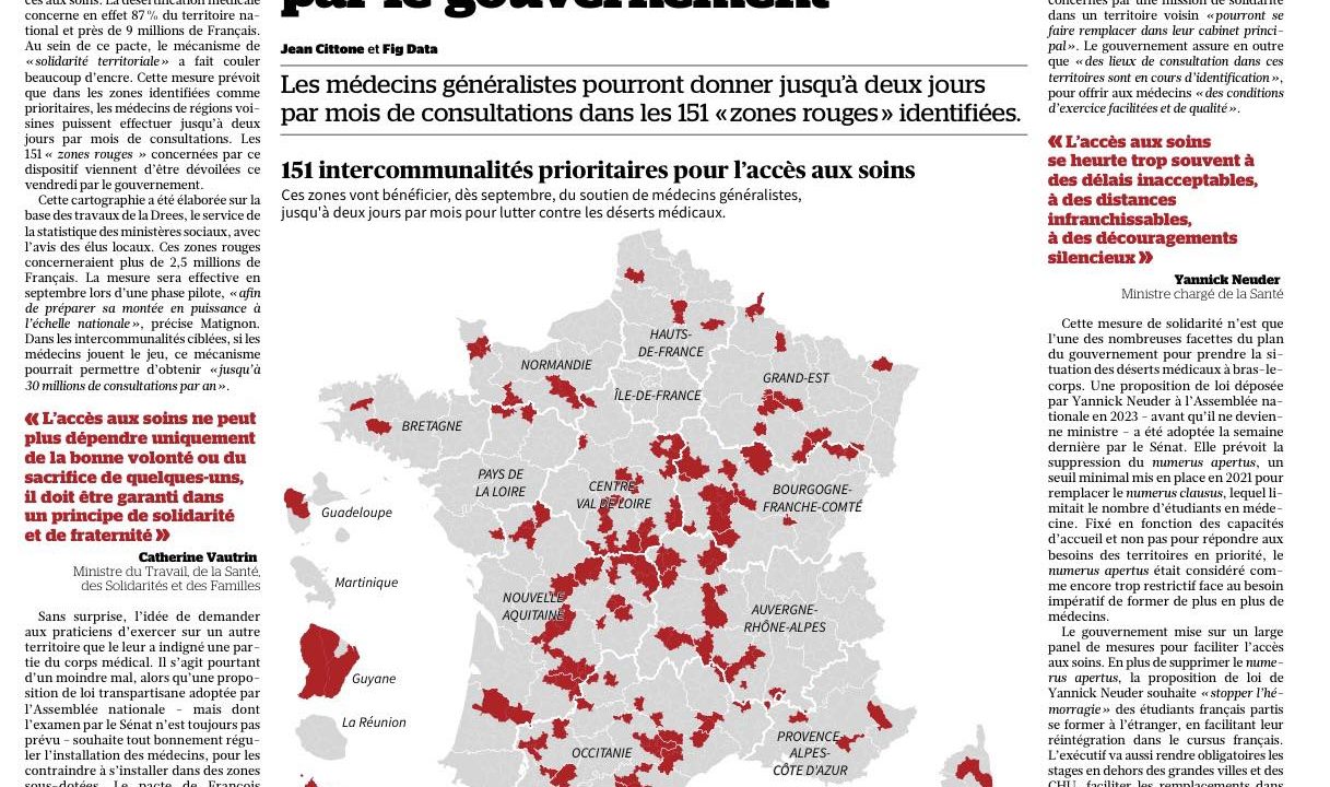 Mise en place effective d’une des mesures de lutte contre les déserts médicaux