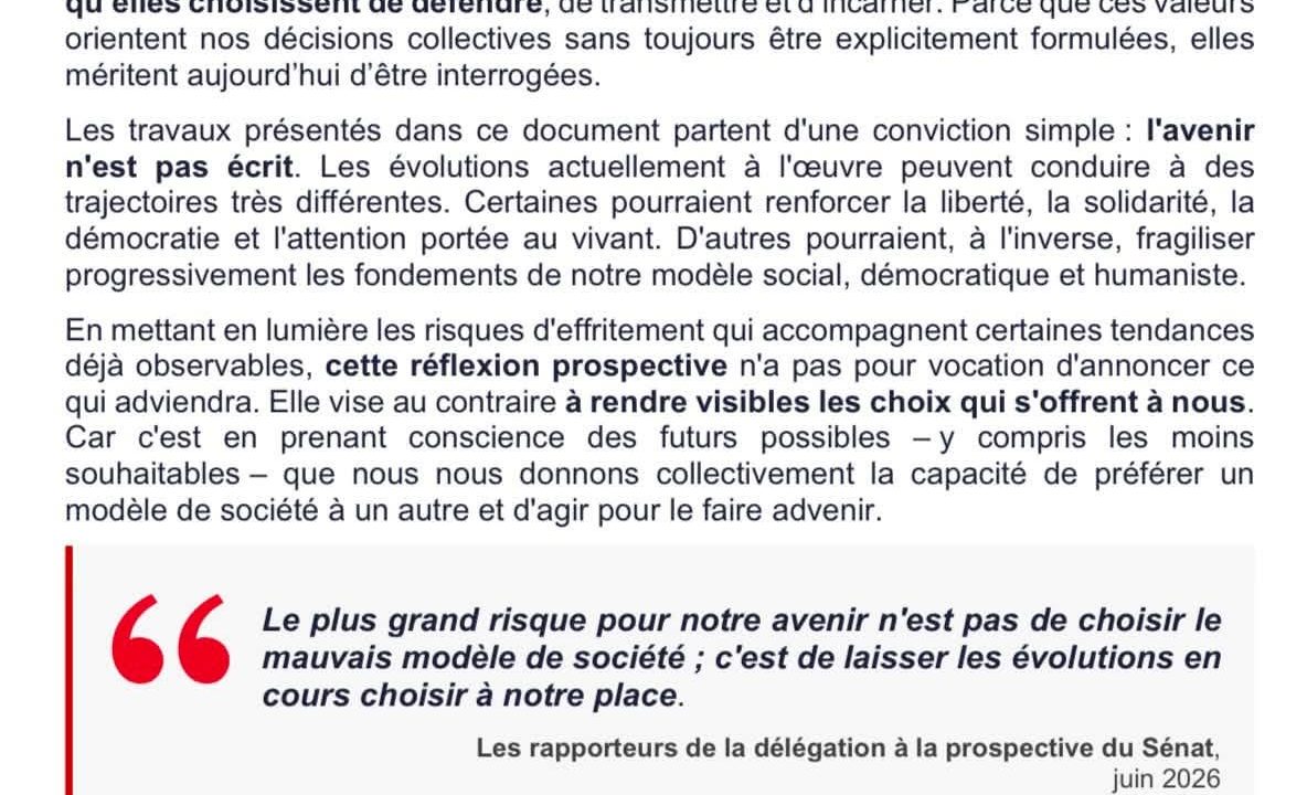 ‍ Synthèse des travaux de notre délégation à la prospective autour du thème : Quelles valeurs…